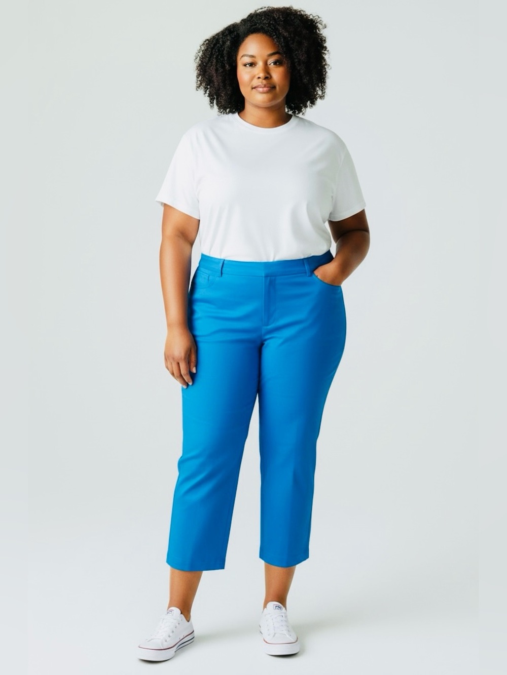 Teal capri length crop slacks Worthington Woman 24W